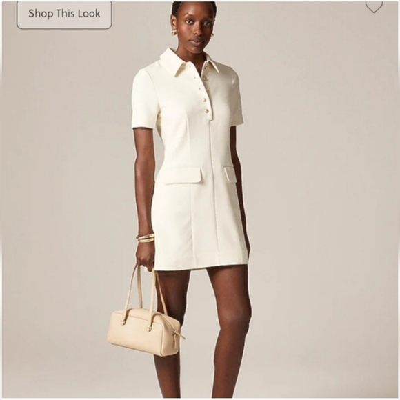 NWT J.Crew Parc dress in four-season stretch Cream Polo Sz 14T $188 Old Money